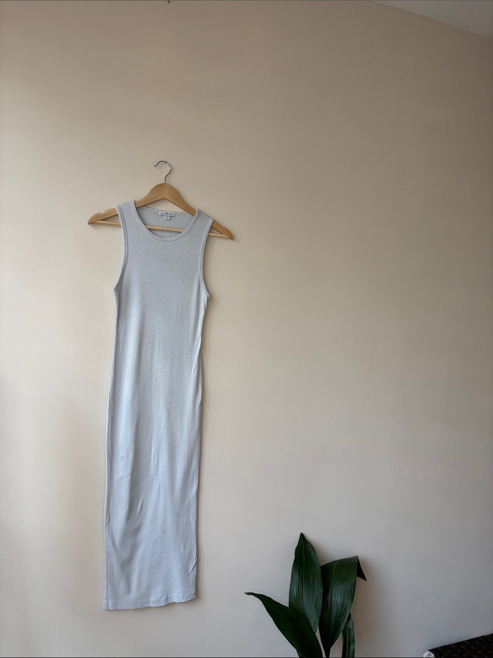 James Perse Light White Ribbed Tank Maxi Dress - Picture 2 of 6